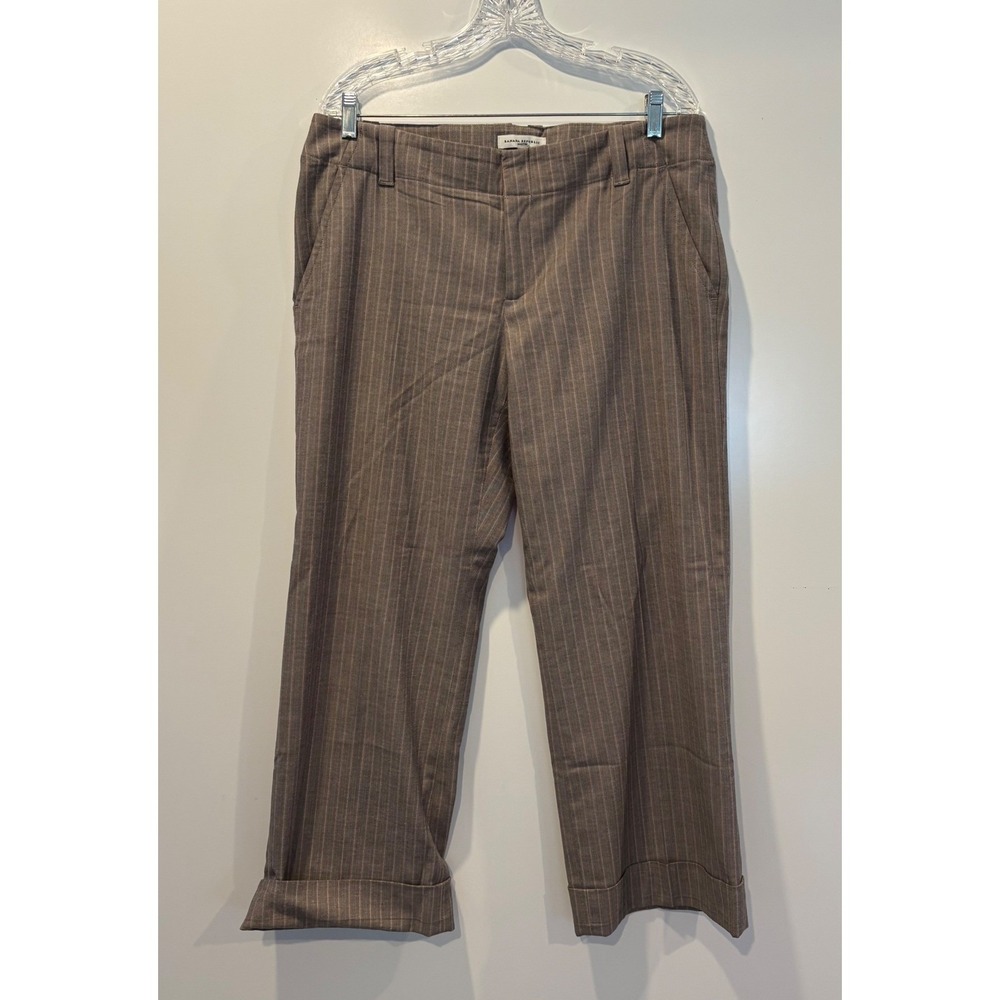 Banana Republic Women's Brown Pinstripe Wool Blend Trouser Pants Womens Size 16